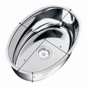 Plastimo EINBAUSPUELE OVAL 36X24 CM INOX