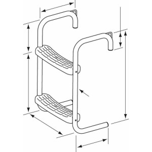 Plastimo Edelstahlleiter für Steg, 2 Stufen